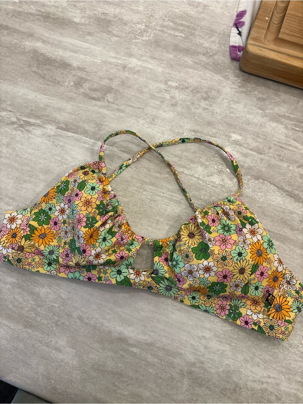 La Vie En Rose Floral Yellow Bikini Top